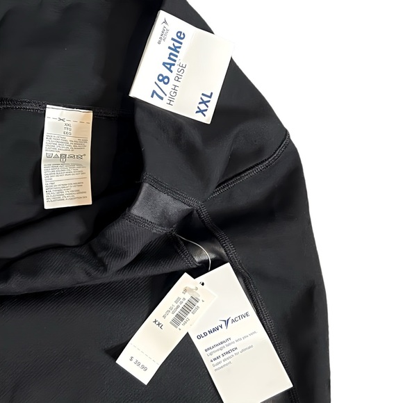 Old Navy Black Activewear High Rise Ankle Edgy Street Leggings 4 Way Stretch XXL - Picture 8 of 8